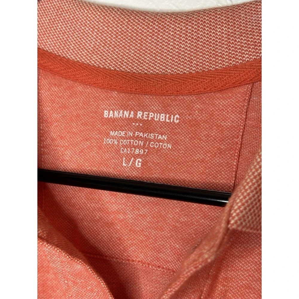 Banana Republic Men's Short Sleeve Polo Shirt Large Coral Color Size Large